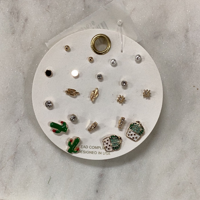 10 Piece Cactus Earring Set