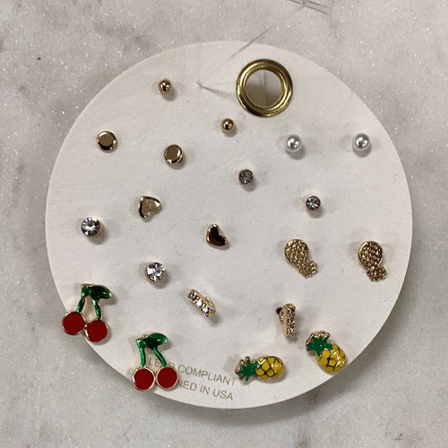 10 Piece Fruit Stud Earrings