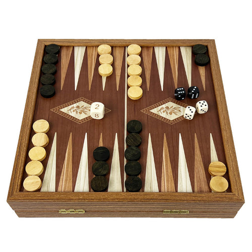 3-IN-1 COMBO GAMES | 27cm | Chess, Backgammon, Checkers | CLASSIC | Handmade Walnut Replica Wooden Case | STP28E