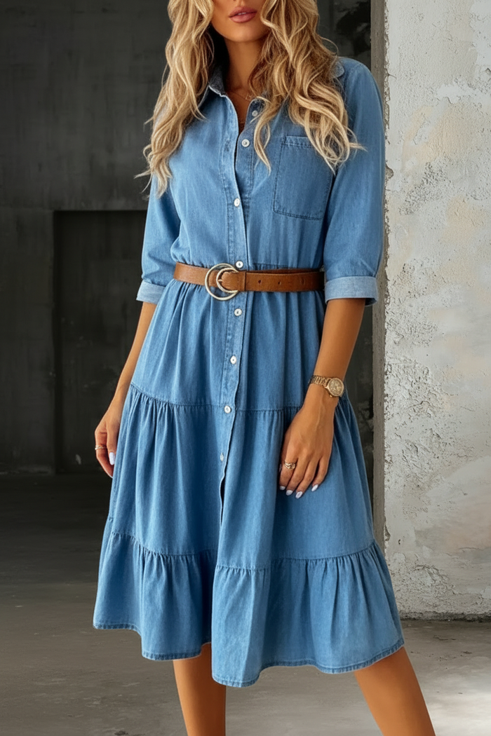 Aada - Relaxed & Elegant Denim Dress