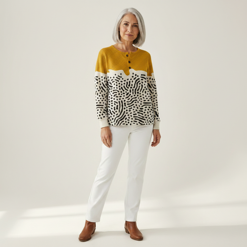 Aamu - Abstract Doodle Waffle Henley
