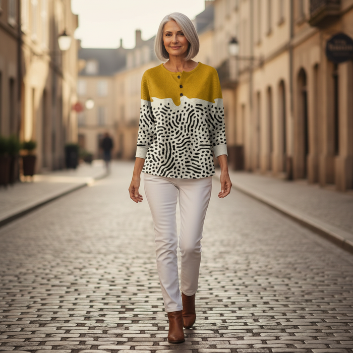 Aamu - Abstract Doodle Waffle Henley