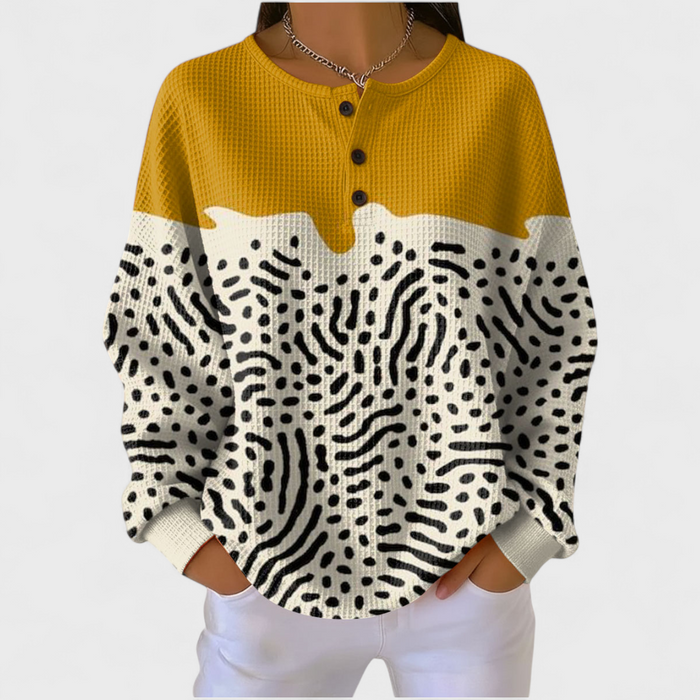 Aamu - Abstract Doodle Waffle Henley