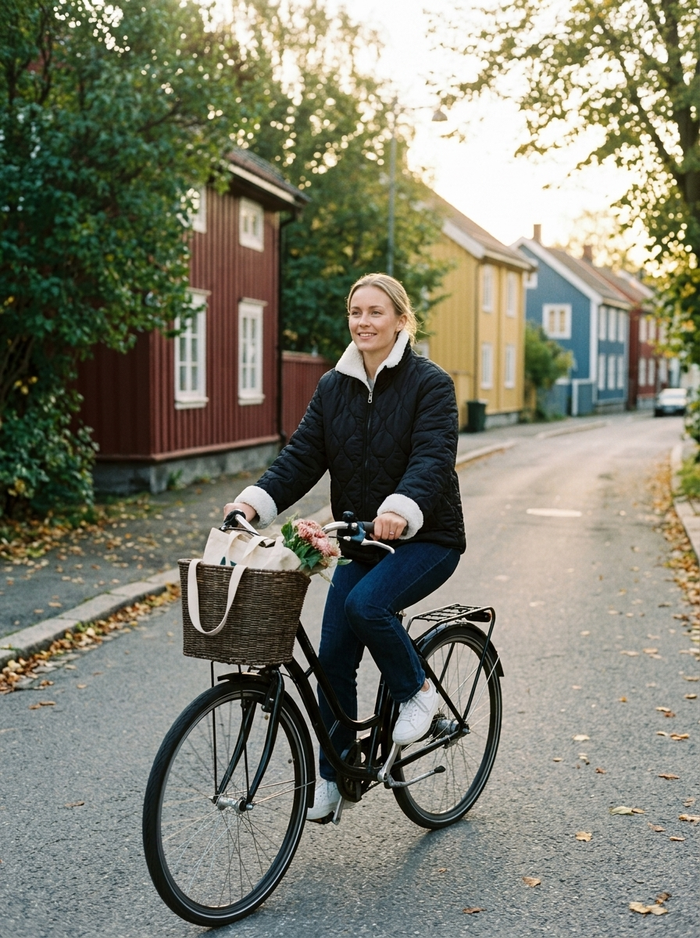 Adelfa Reversible Jacket - Nordic neighborhood cycling lifestyle mood
