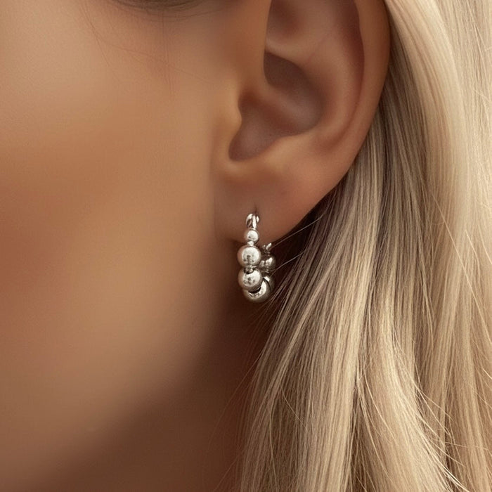 Aino | Silver Bubble Hoop Earrings