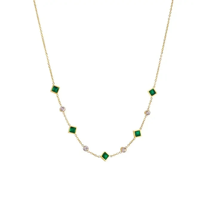 Alena | Gold-Plated Necklace with Delicate Emerald