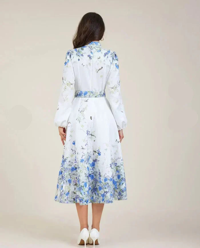 Amelie | Blue Floral Top Neckline High