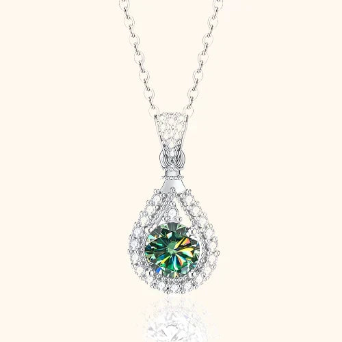 Amélie | Silver Necklace with Emerald Pendant