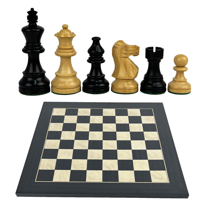 AMERICAN STAUNTON, ebonised  | Black Stained Poplar & Birds Eye Maple Board | 40mm Squares