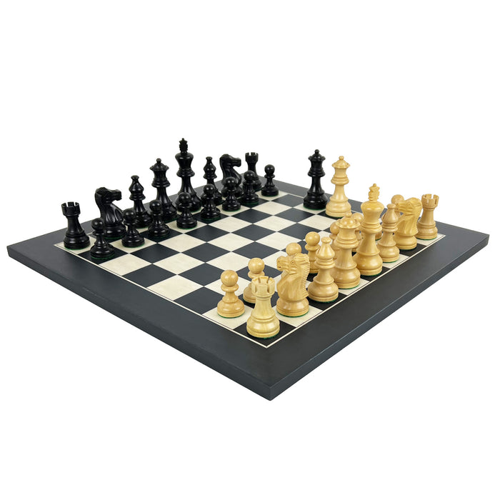 AMERICAN STAUNTON, ebonised  | Black Stained Poplar & Birds Eye Maple Board | 40mm Squares