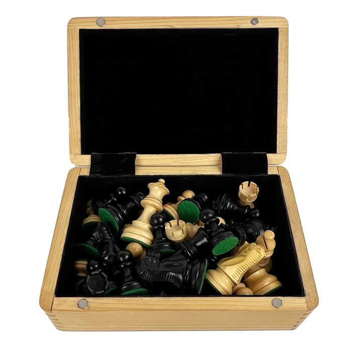 AMERICAN STAUNTON, ebonised  | Black Stained Poplar & Birds Eye Maple Board | 40mm Squares