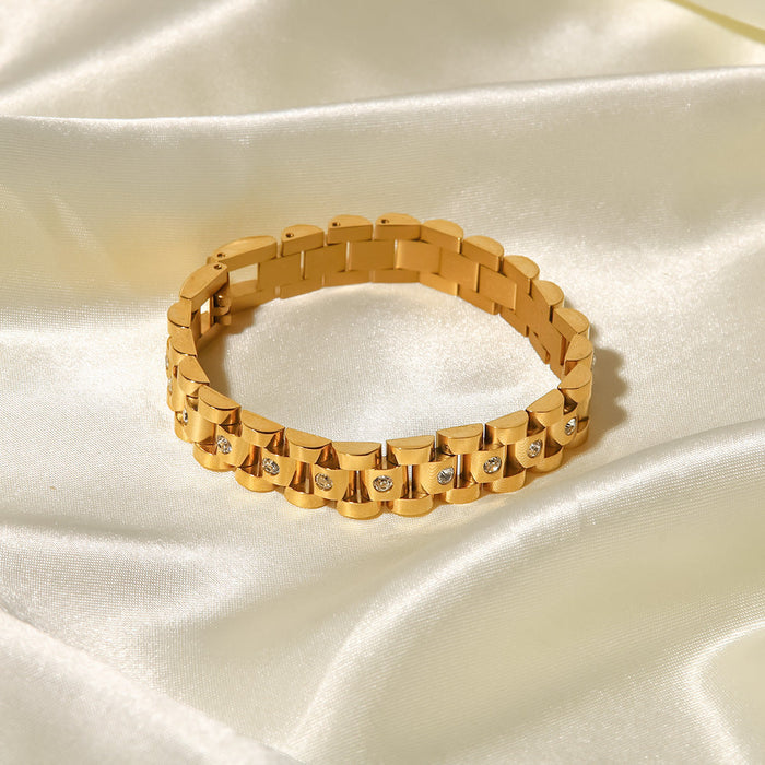 Amira | Gold-Plated Bracelet with Textured Links
