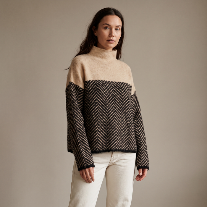 Anais cotton high-neck jumper on model