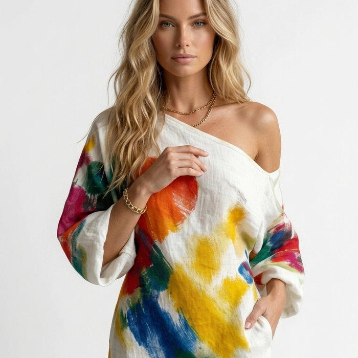 Andreza | Dress Artistic One-shoulder