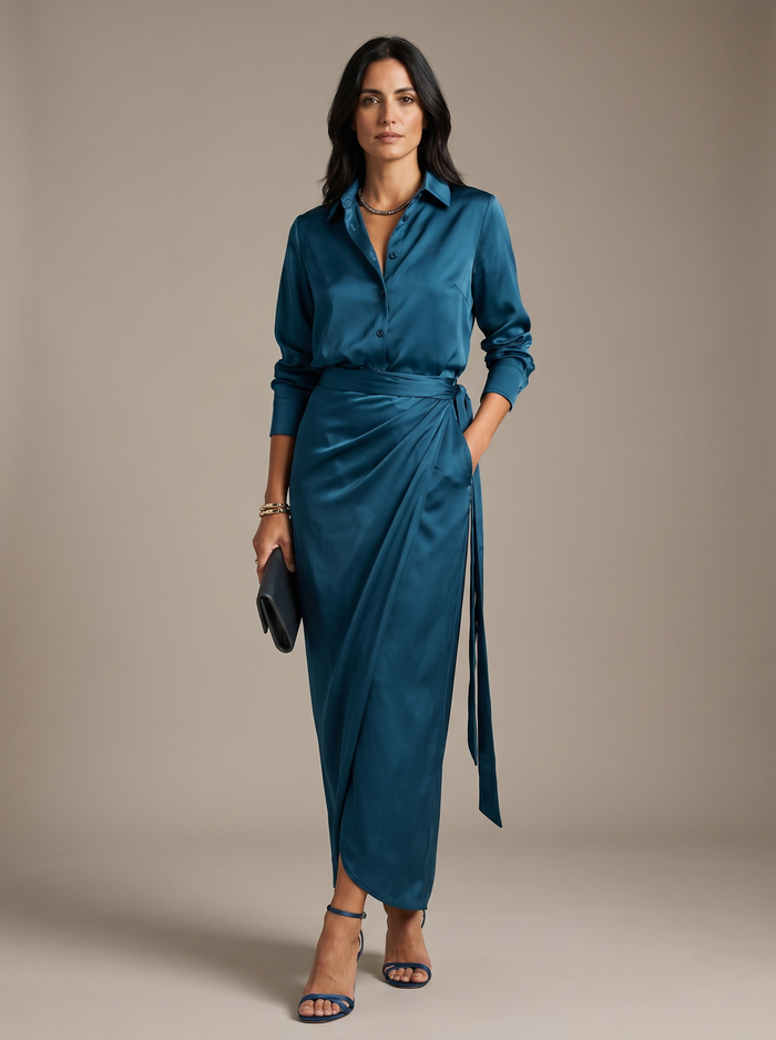 Angelique | Elegant Set Shirt and Maxi Skirt