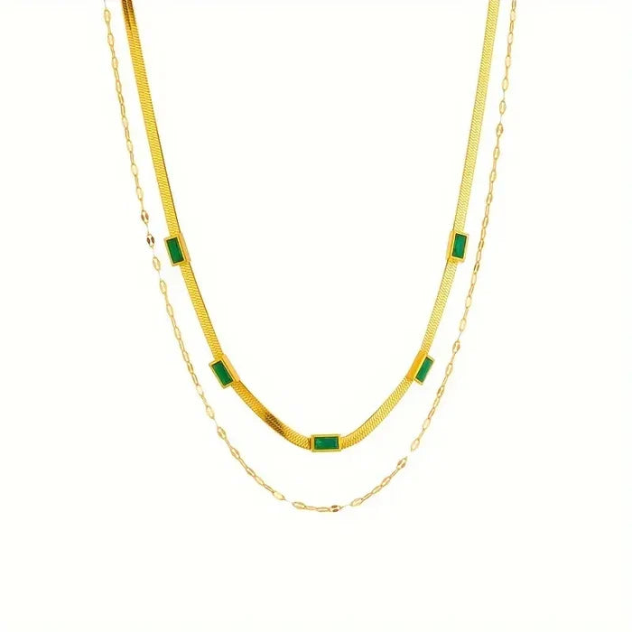 Annelie | Necklace with Emerald Details Gold