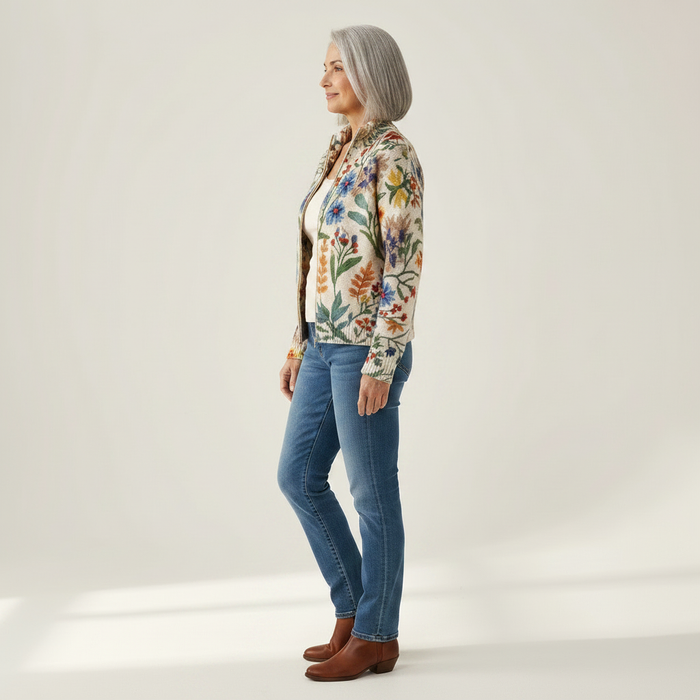 Annikki - Botanical Print Zip Bomber