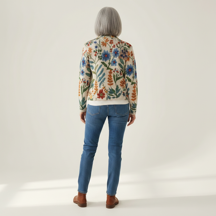 Annikki - Botanical Print Zip Bomber