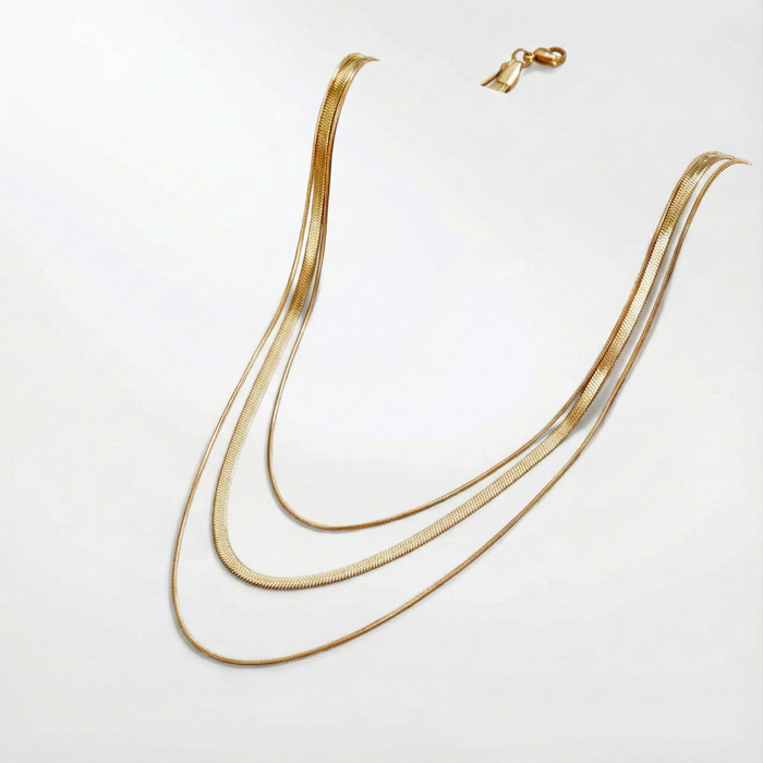 Antonie | Gold-Plated Clear Structure Multilayer Necklace