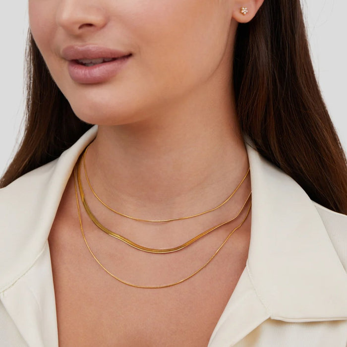 Antonie | Gold-Plated Clear Structure Multilayer Necklace