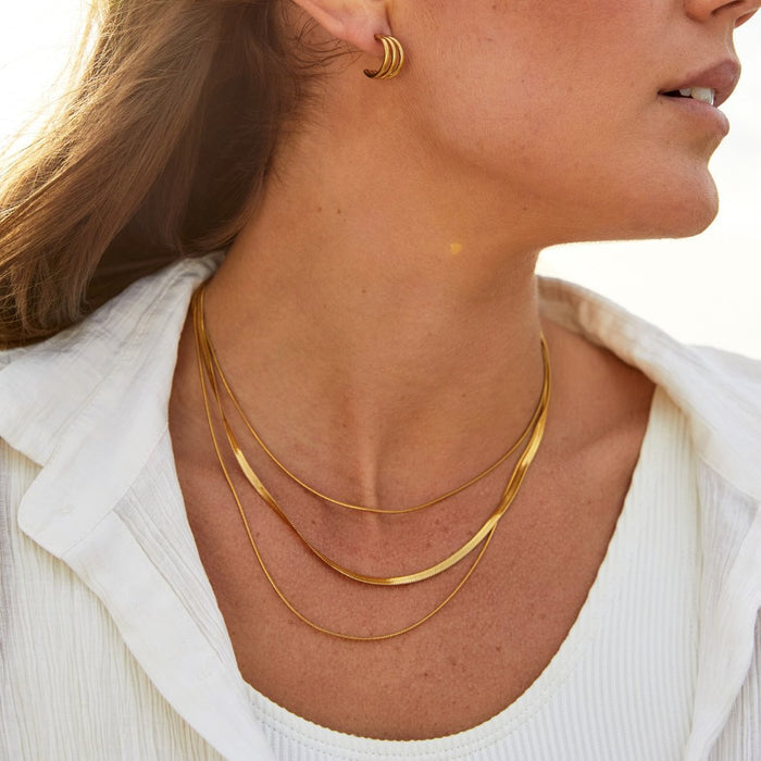 Antonie | Gold-Plated Clear Structure Multilayer Necklace