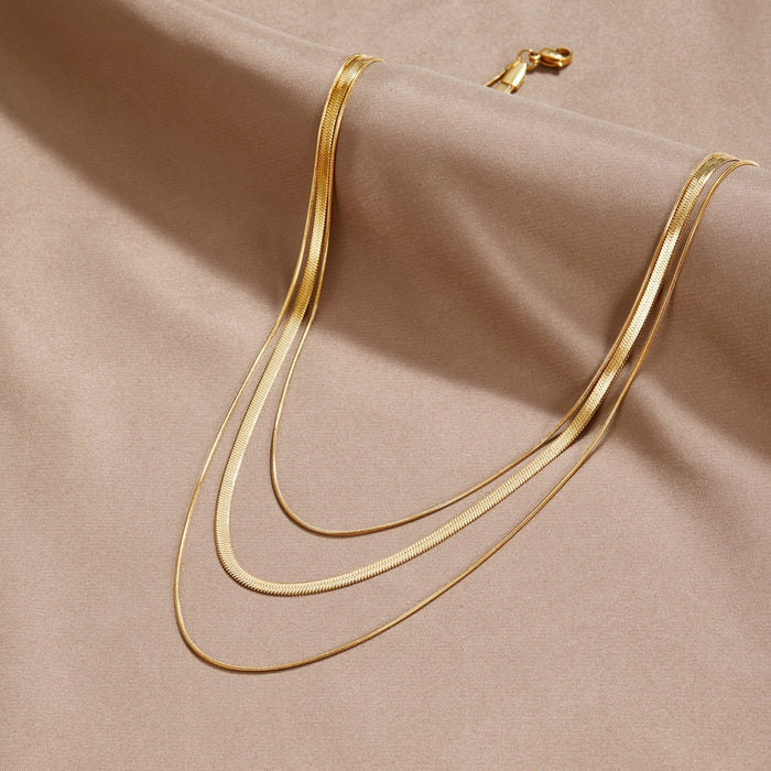 Antonie | Gold-Plated Clear Structure Multilayer Necklace
