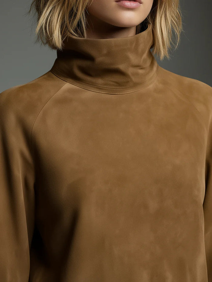 Ariane | Roomy Suede-effect with Neckline High Mini Dress