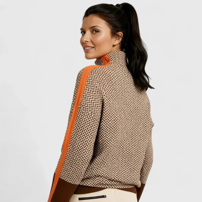 Aristea | Jumper Neckline High with Striped in Contrast