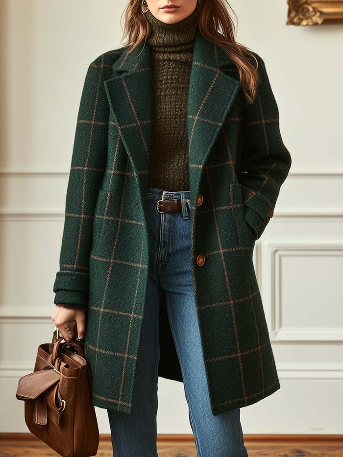 Atenea | Coat Wool Check Green