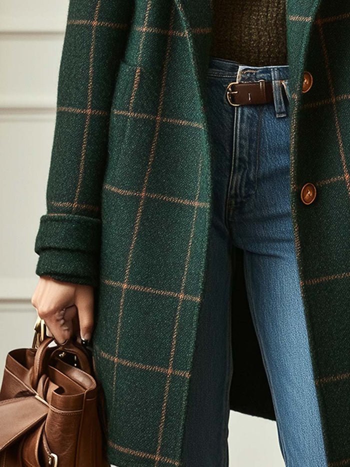 Atenea | Coat Wool Check Green