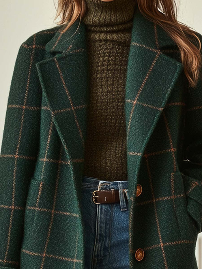 Atenea | Coat Wool Check Green