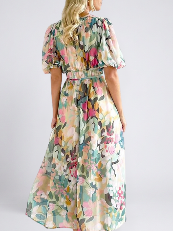 Audrey | Midi Mini Dress-sleeve and Waist Ruched