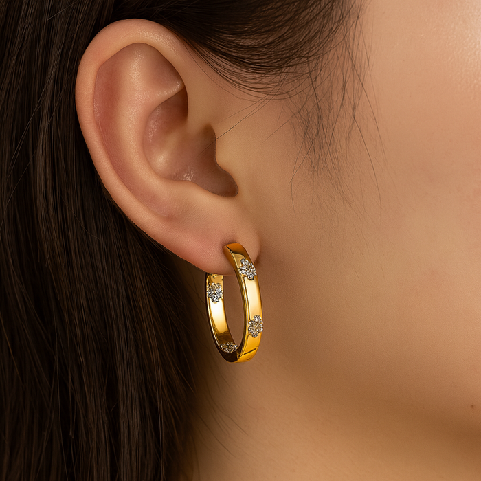 Aurelie | Gold-Plated Vintage Shaped Flower Earrings