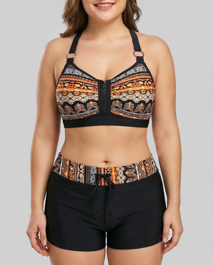Azahara | Geometric with Waist Stretch Bikini