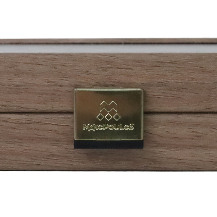 Backgammon | American Walnut | Handmade | Blue Inlay | Walnut & Oak Points | 20 x 12cm | TK04