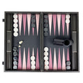 Backgammon | Dusty Pink & Black Leatherette Inlay | Side Racks | 48 x 30cm | BDE1APK