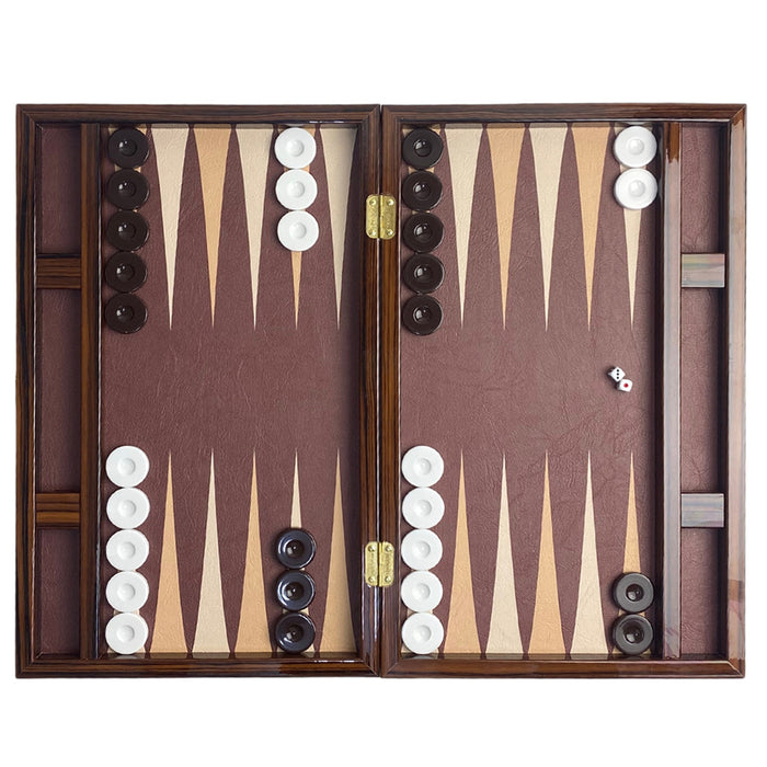 Backgammon | Leather | Ebony Replica |  Side Racks | 49 cm