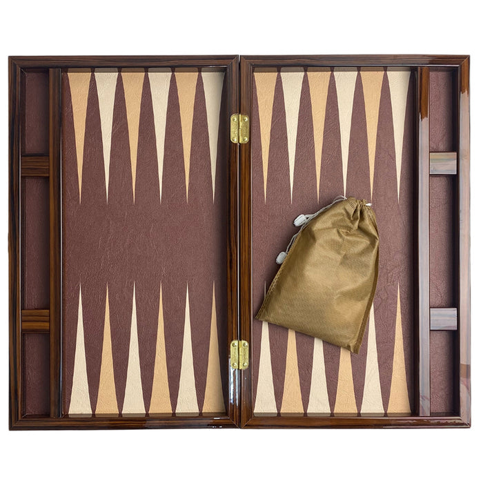 Backgammon | Leather | Ebony Replica |  Side Racks | 49 cm