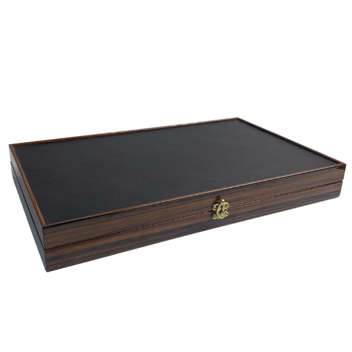 Backgammon | Leather | Ebony Replica |  Side Racks | 49 cm