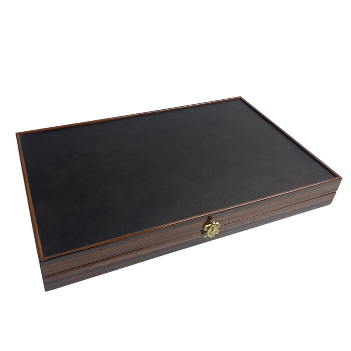 Backgammon | Leather | Ebony Replica |  Side Racks | 49 cm