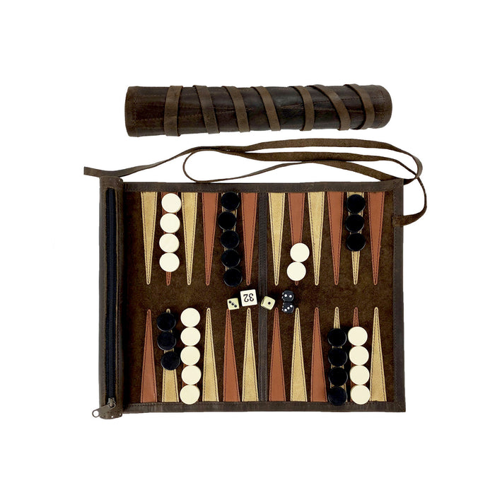 Backgammon | Leather Roll-Up | 30cm