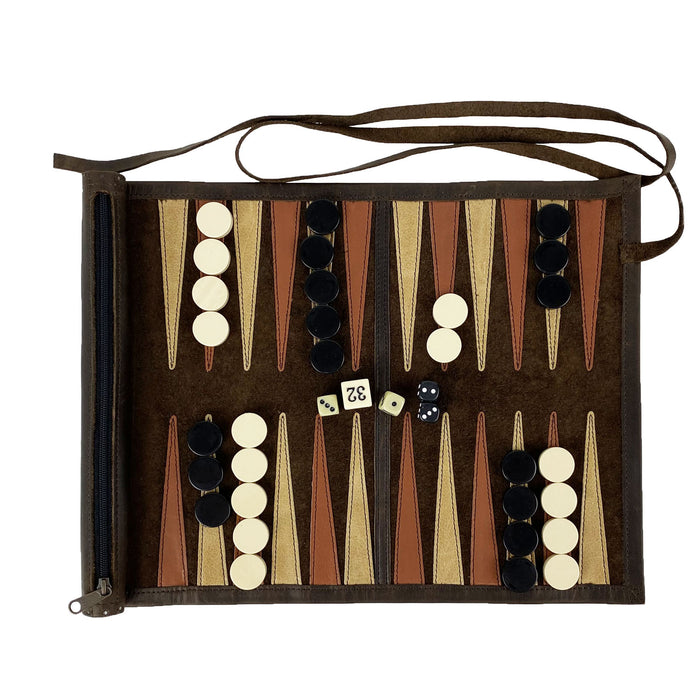 Backgammon | Leather Roll-Up | 30cm