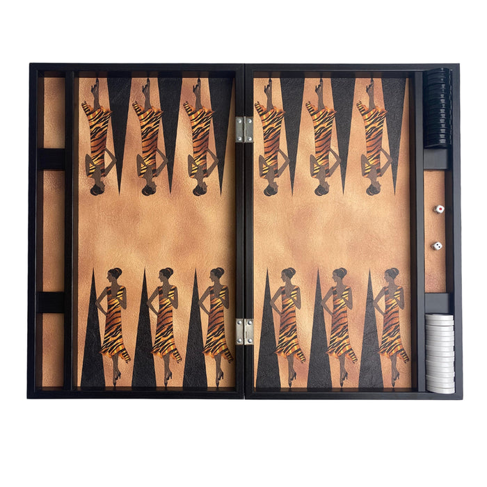 Backgammon | Leatherette | Safari | Side Racks | 48cm