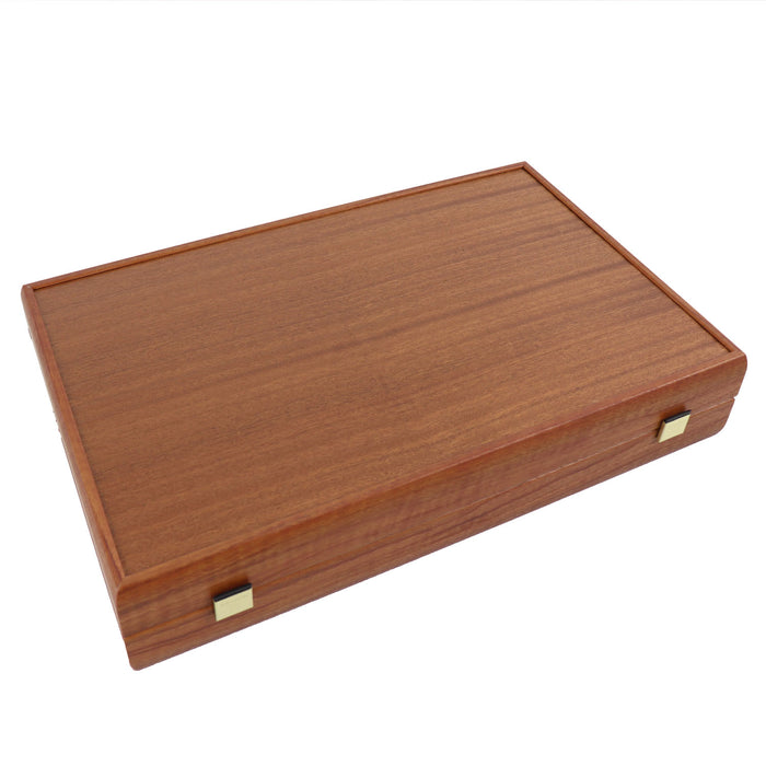 Backgammon | Mahogany Inlay | Black & Oak Points | Handmade | Side Racks | 48 x 30cm | BMM1