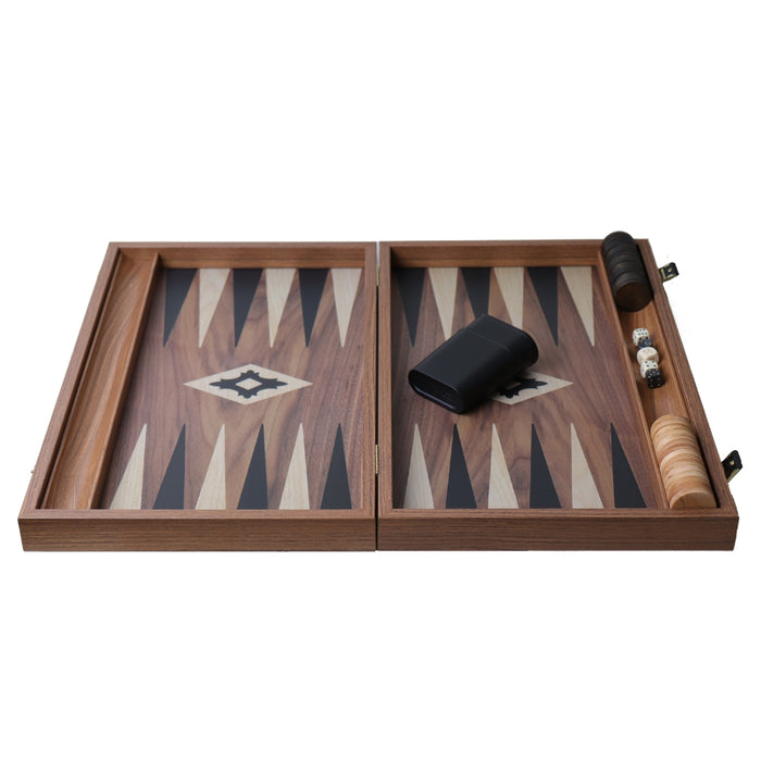 Backgammon | Walnut Replica | Black & Oak Points | Side Racks | 48 x 30cm | BXL1KK