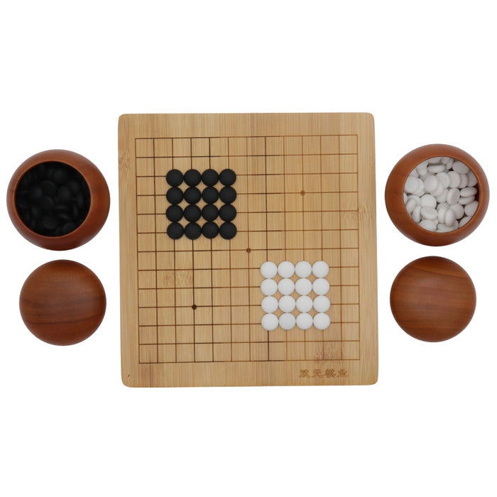 BAMBOO GO MINI SET | Board 13 x 13 Grid | 18 x 19 cm | 2 Bowls with Stones