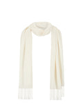 White scarf with fringe on a white background