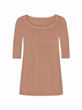 Bamboo Mid Sleeve T Shirt - Toffee