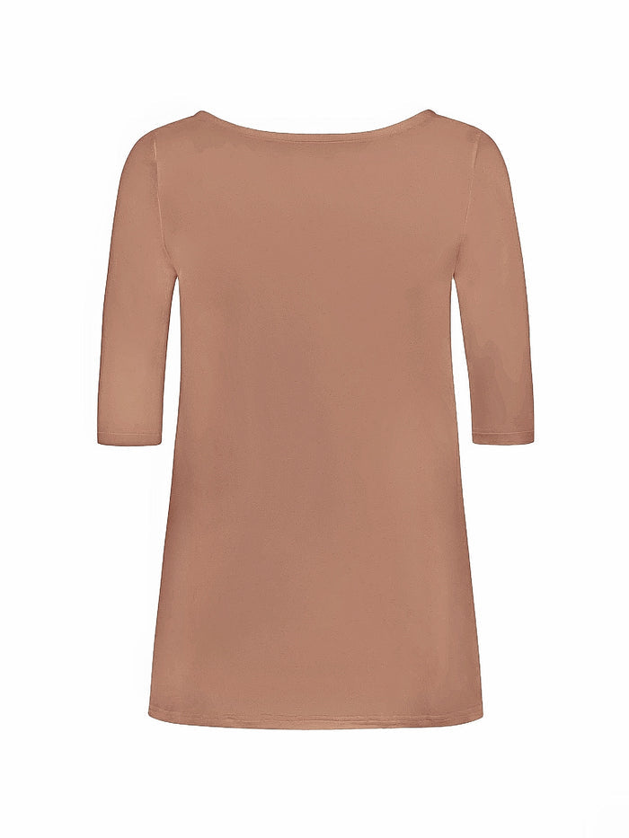 Bamboo Mid Sleeve T Shirt - Toffee