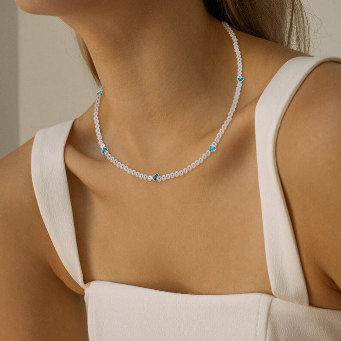 Beáta | Gold-Plated Round Pearls Necklace with Smooth Setting